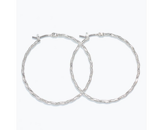 Twisted Silver Hoops Earrings