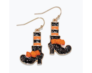 Orange Witch Shoe Earrings