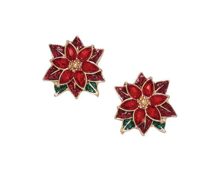 Crystal & Glitter Poinsettia Earrings