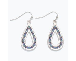 Silver With Blue Crystals Earrings