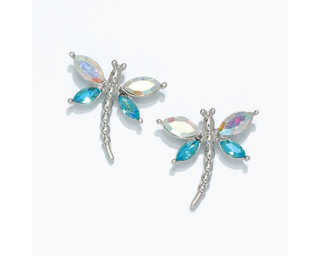 Sparkling Aqua + AB Crystal Spring Dragonflies