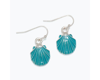 Silver & Aqua Scallop Earrings