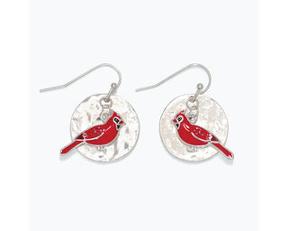 Hammered Cardinal Earrings