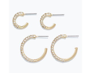 Gold Crystal Hoop Earrings Duo