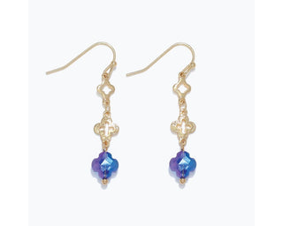 Gold & Blue Clover Earrings
