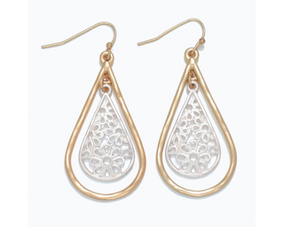 Matte Two-Tone Floral Earrings