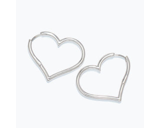 Silver Heart Hoop Earrings
