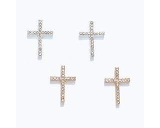 Gold + Silver Crystal Cross Earrings *2 colors*