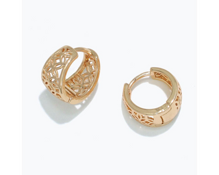 Gold Cutout Hoop Huggie Earrings