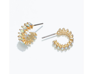 Gold & AB Crystal Hoop Earrings