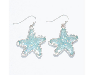 Iridescent Aqua Starfish Earrings