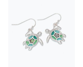 Green Turtle With Abalone Earrings