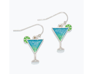Silver & Blue Martini Earrings