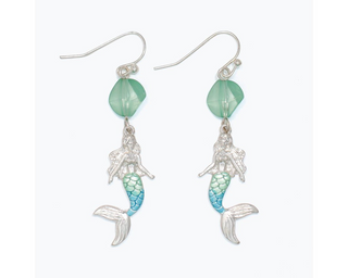 Silver & Turquoise Mermaid Earrings