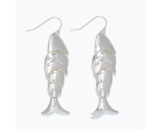 Moveable Silver Fish Earrings