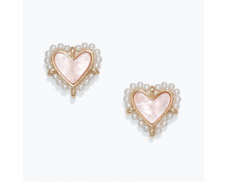 Pink Hearts With Pearl Earrings