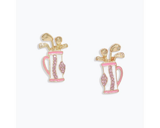 Pink & White Golf Bags Earrings