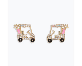 Crystal & Pink Golf Cart Earrings