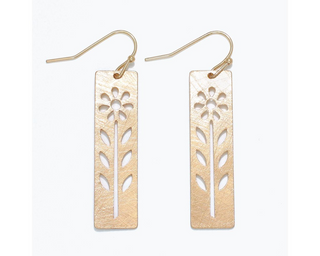 Brush Gold Floral Cutout Earrings