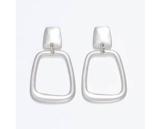Matte Silver Linked Shape Earrings