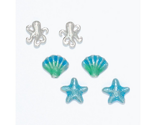 Octopus Shell Starfish Earrings Set
