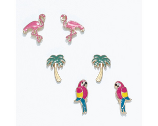 Flamingo Palm Parrot Earrings Set