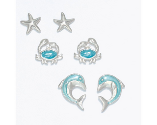 Starfish Crab Dolphin Earrings Set