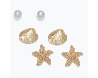 Pearl, Clam, & Starfish Trio Earring Set