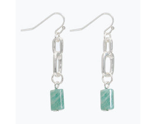 Amazonite & Silver Link Earrings