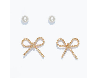 Pearl & Bow Duo Earrings