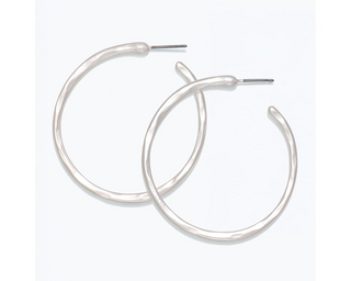 Hammered Matte Silver Earrings