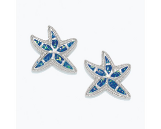 Blue Opal Starfish Earrings