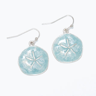Aqua Swirl & Silver Starfish Earrings