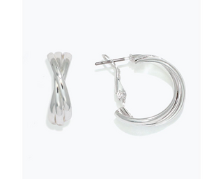 Criss Cross Silver Hoop Earrings