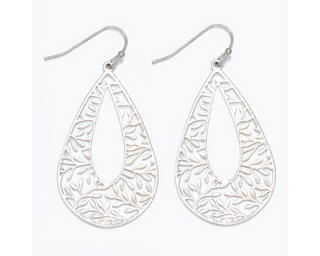 Silver Filigree Teardrop Earrings