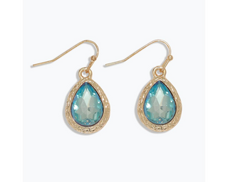 Faceted Aqua Teardrop Earrings