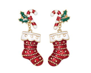 Holly & Glitter Stocking Earrings