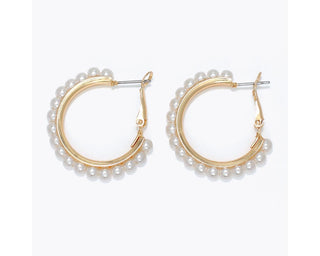 Pearled Gold Hoop Earrings