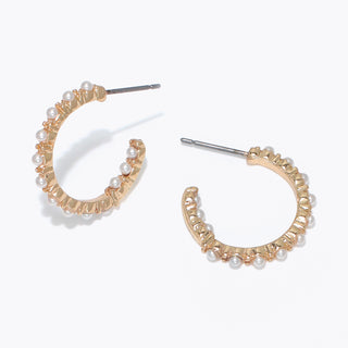 Gold Hoop & Pearl Earrings