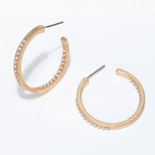 Gold Hoop & Small Pearl Earrings