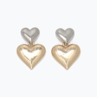 Two-Tone Heart Drop Earrings