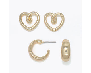 Gold Hoop & Heart Duo Set