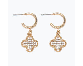 Crystal & Gold Clover Earrings