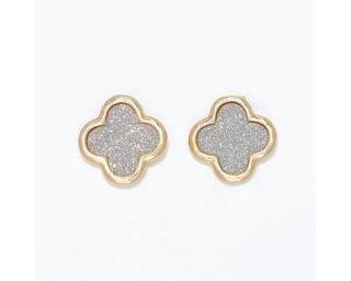 Gold Clover & Silver Glitter Earrings