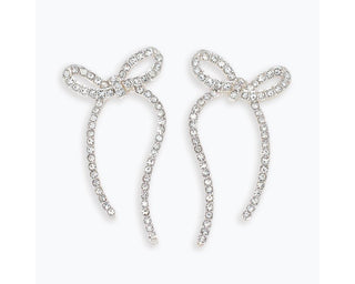 Silver Crystal Bow Earrings