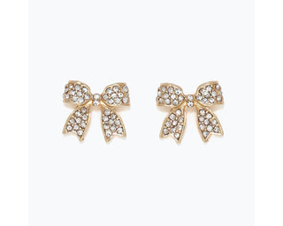 Gold & Crystal Bow Earrings
