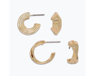 Elegant Gold Hoop Duo Earrings