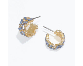 Blue Crystal Huggie Earrings