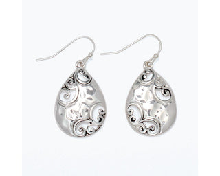 Silver Scroll Hammered Earrings