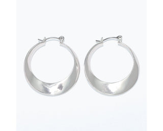 Twisting Silver Hoop Earrings